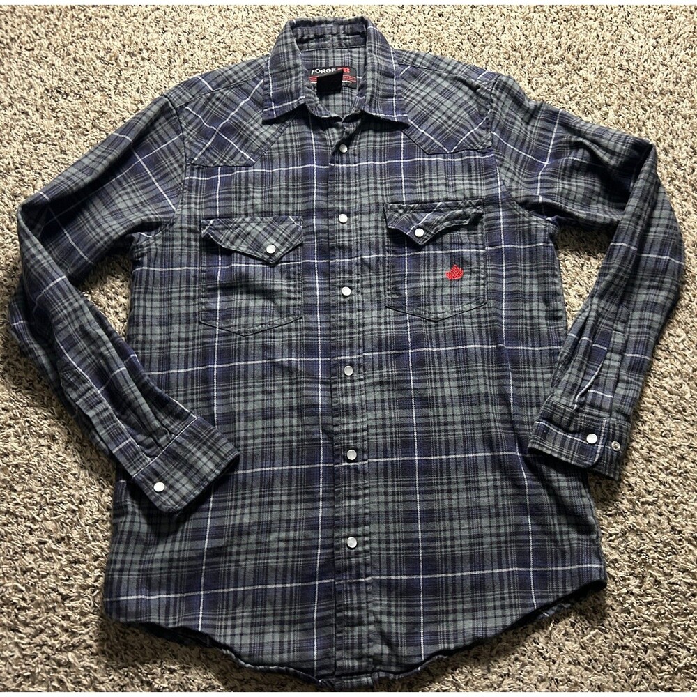 Forge FR Pearl Snap Shirt Mens Medium Flame Resistant Work Wear